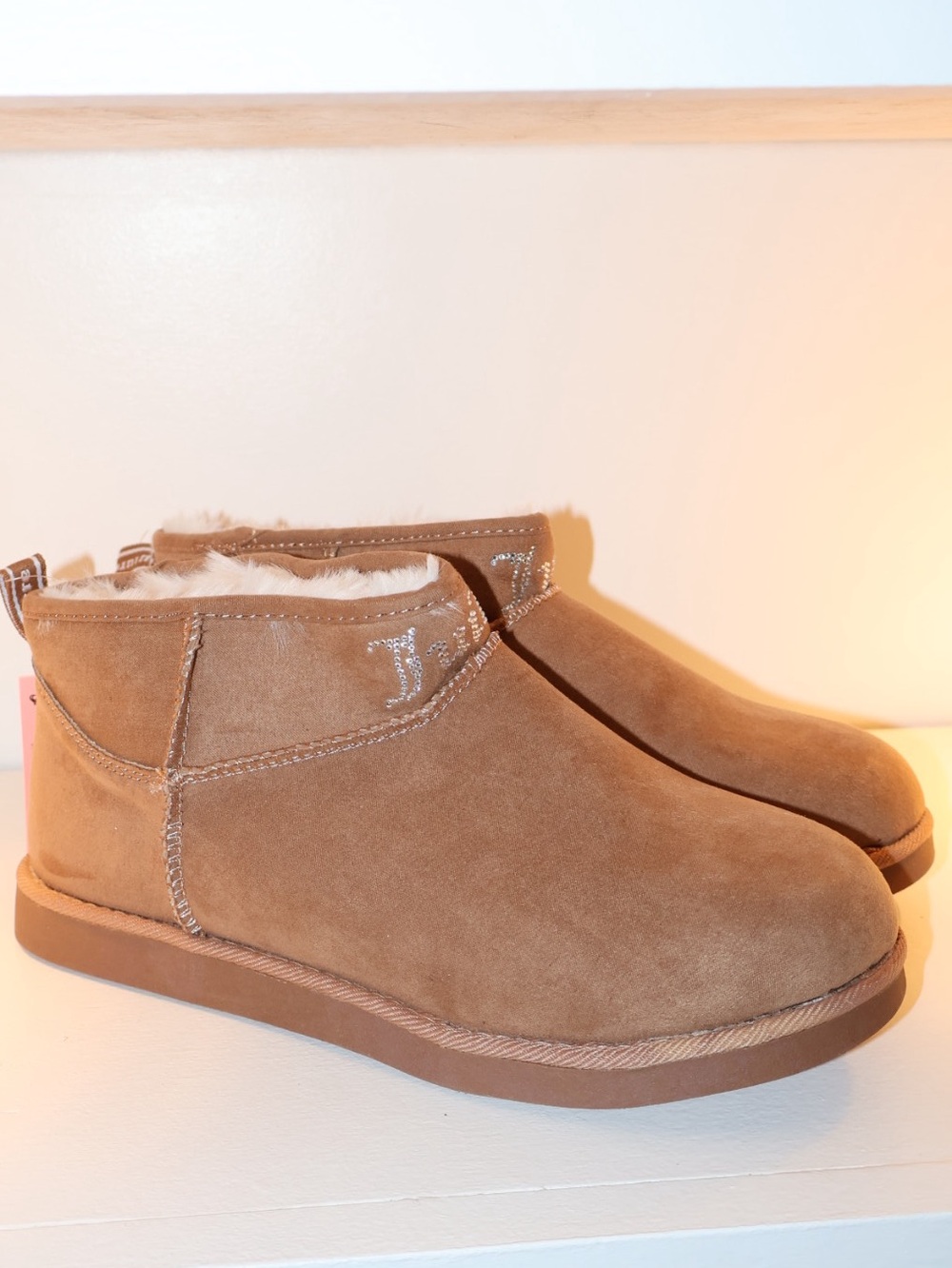 NWT Juicy Couture Kerri Women's Rhinestones Faux Fur Ankle Boots